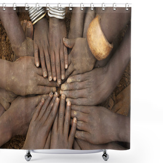Personality  Close Up Of Children's Hands, Ethiopia Shower Curtains