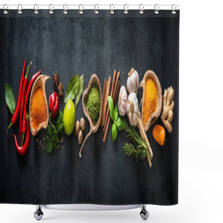 Personality  Various Herbs And Spices Shower Curtains