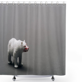 Personality  White Toy Bear With Blood On Grey Background, Killing Animals Concept Shower Curtains