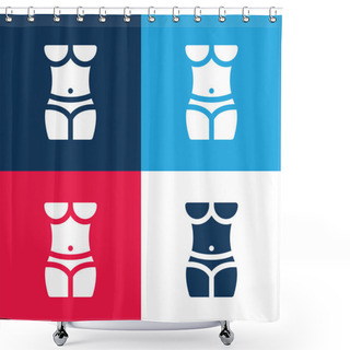 Personality  Body Blue And Red Four Color Minimal Icon Set Shower Curtains