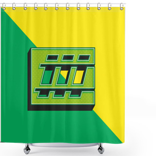 Personality  Belo Horizonte Metro Logo Green And Yellow Modern 3d Vector Icon Logo Shower Curtains