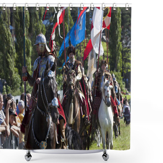 Personality  Winged Hussars - Battle Inscenisation On Military Picnic Shower Curtains