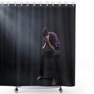 Personality  Sad Man In A Empty Room Shower Curtains