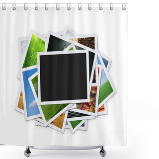 Personality  Stack Of Instant Photographs Shower Curtains