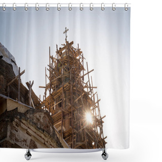 Personality  The Old Bell Tower Lit By The Rays Of The Sun Shower Curtains