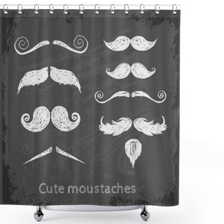 Personality  Set Of Hand-drawn Moustaches Shower Curtains