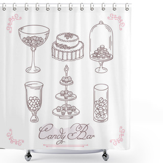 Personality  Set Of Candy Bar Objects. Bakery Goods Clip Art Shower Curtains