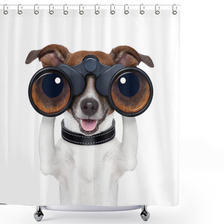 Personality  Binoculars Searching Looking Observing Dog Shower Curtains