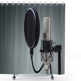 Personality  Studio Microphone And Pop Shield On Mic Shower Curtains