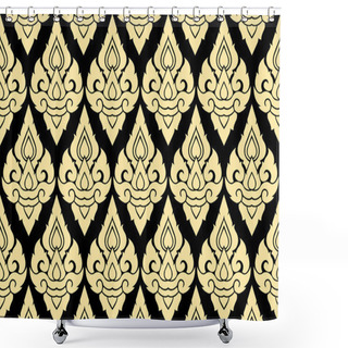 Personality  Golden Thai Style Pattern Shower Curtains