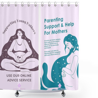 Personality  Online Consultations With Professional Psychologists, And Doctors During Pregnancy, Childbirth And Child Care. Help For Young Mothers. Website Landing Page Template, Internet Site. Vector In Flat Shower Curtains