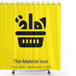 Personality  Basket Minimal Bright Yellow Material Icon Shower Curtains