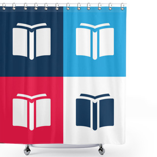 Personality  Book Blue And Red Four Color Minimal Icon Set Shower Curtains