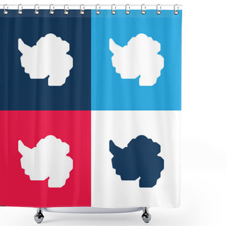 Personality  Antarctic Blue And Red Four Color Minimal Icon Set Shower Curtains