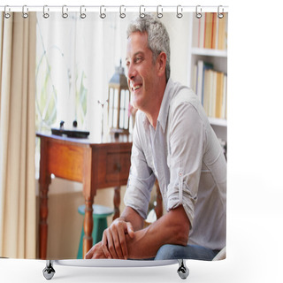 Personality  Grey Haired Man Sitting In A Room Shower Curtains