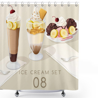 Personality  Ice Cream Sundae  : Vector Illustration Shower Curtains