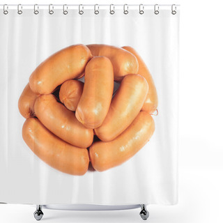Personality  Tasty Sausages On The White Background Shower Curtains
