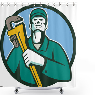 Personality  Plumber Holding Wrench Shower Curtains