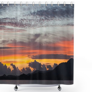 Personality  Beautiful Cloudy Sunset Sky Over Sea Surface Shower Curtains