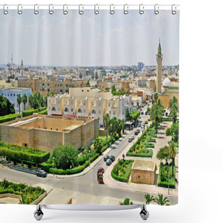 Personality  Overview Of Monastir From The Ribat, Monastir, Tunisia Shower Curtains