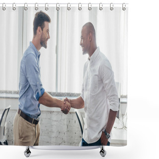 Personality  Businessmen Shaking Hands Shower Curtains