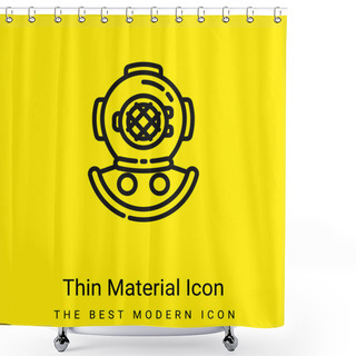 Personality  Aqualung Minimal Bright Yellow Material Icon Shower Curtains