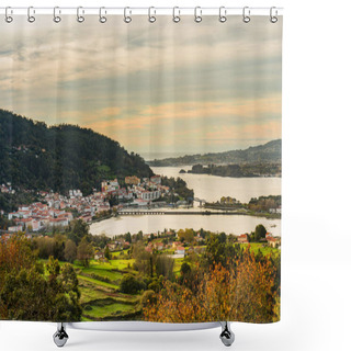 Personality  View Of Eume River Mouth In Pontedeume And Ares Estuary. Galicia, Spain. City On The English Camino To Santiago Shower Curtains