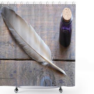 Personality  Quill Near Inkwell Shower Curtains
