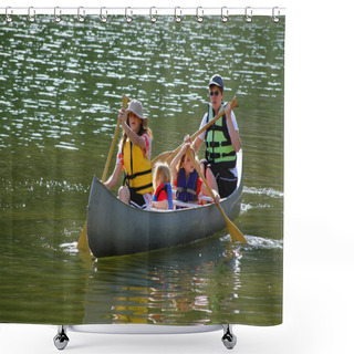 Personality  Family Canoeing At Lake Shower Curtains