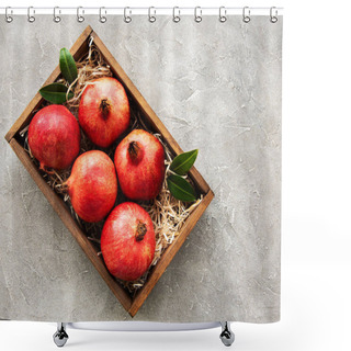 Personality  Juicy And Ripe Pomegranates In The Box Shower Curtains