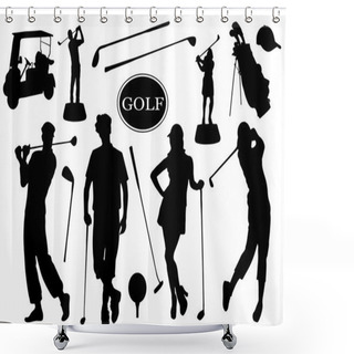 Personality  Golf Silhouettes Shower Curtains