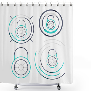 Personality  Thin Line Neat Design Logo Set, Lock Concepts Shower Curtains