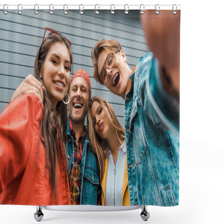 Personality  Cheerful Stylish Friends Taking Selfie Together Shower Curtains