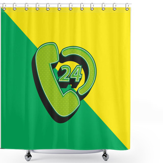 Personality  24 Hours Phone Shopping Support Green And Yellow Modern 3d Vector Icon Logo Shower Curtains