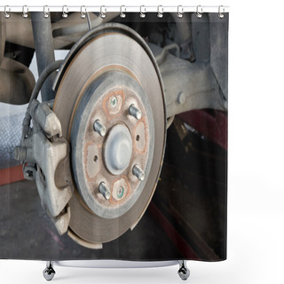 Personality  Brake Disk And The Wheel Assembly  Shower Curtains