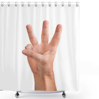 Personality  Three Fingers Being Held In The Air By A Male Hand Shower Curtains