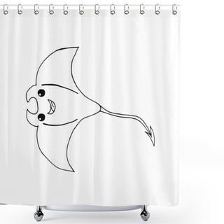 Personality  Doodle Stingray. Hand Drawn Of A Stingray Isolated On A White Background. Vector Illustration Sticker, Icon, Design Element Shower Curtains