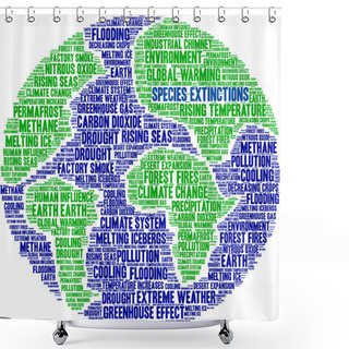 Personality  Species Extinctions Word Cloud On A White Background.  Shower Curtains