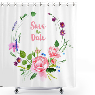 Personality   Watercolor Floral Wreath Shower Curtains