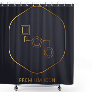 Personality  Blocks Scheme Of Three Shapes Golden Line Premium Logo Or Icon Shower Curtains