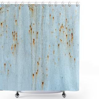 Personality  Close-up View Of Old Light Blue Wall With Rust Background Shower Curtains