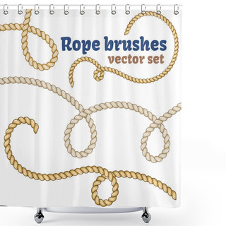 Personality  Rope Brushes Set. Realistic Vector Design. Shower Curtains