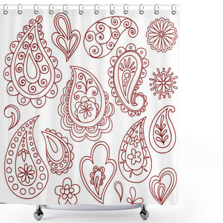 Personality  Henna Paisley Flower Doodle Vector Design Elements Set Shower Curtains