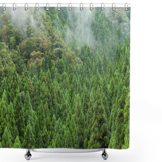Personality  Green Forest In Mountains  Shower Curtains