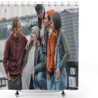 Personality  Young Friends At Riverside Shower Curtains