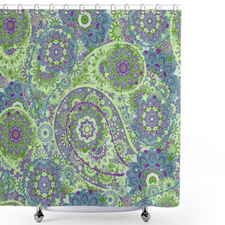 Personality  Floral Paisley Seamless Pattern. Vector. Colorful Eastern Style Background. Shower Curtains
