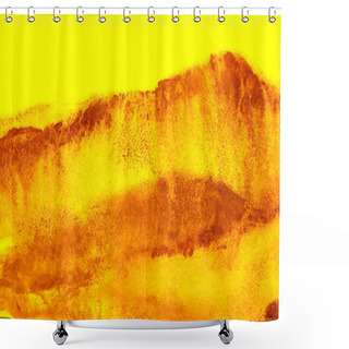 Personality  Mountain Illustration. Fortuna Gold And Yellow Asian Hiking Rocky Background. Fun Himalayas. Watercolour Korea Print. Contemporary Geometric Sketch. Stylized Japanese Watercolor Mountains. Shower Curtains