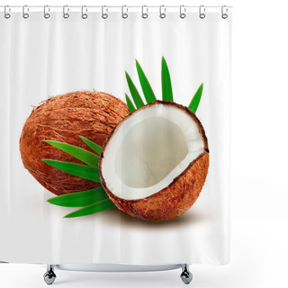 Personality  Coconut With Leaves. Vector.  Shower Curtains