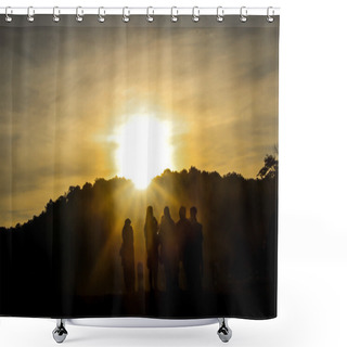 Personality  Silhouette Sunset In Mountains Shower Curtains