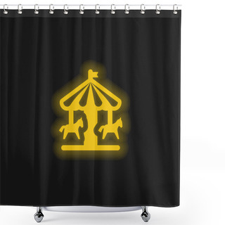 Personality  Amusement Park Yellow Glowing Neon Icon Shower Curtains
